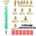 DIAPAI Diamond Painting Leuchtstift mit 12 Metallspitzen – Farbe green metal golden