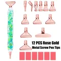 DIAPAI Diamond Painting Leuchtstift mit 12 Metallspitzen – Farbe green rose gold