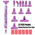 DIAPAI Diamond Painting Leuchtstift mit 12 Metallspitzen – Farbe Purple metal purple