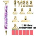 DIAPAI Diamond Painting Leuchtstift mit 12 Metallspitzen – Farbe Purple metal golden
