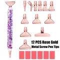 DIAPAI Diamond Painting Leuchtstift mit 12 Metallspitzen – Farbe Purple rose gold