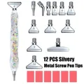 DIAPAI Diamond Painting Leuchtstift mit 12 Metallspitzen – Farbe White metal silvery