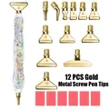DIAPAI Diamond Painting Leuchtstift mit 12 Metallspitzen – Farbe White metal golden