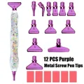 DIAPAI Diamond Painting Leuchtstift mit 12 Metallspitzen – Farbe White metal purple