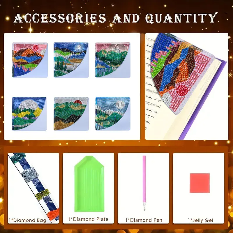 DIY Dekoration Diamantmalerei Lesezeichen PU Leder Ecklesezeichen