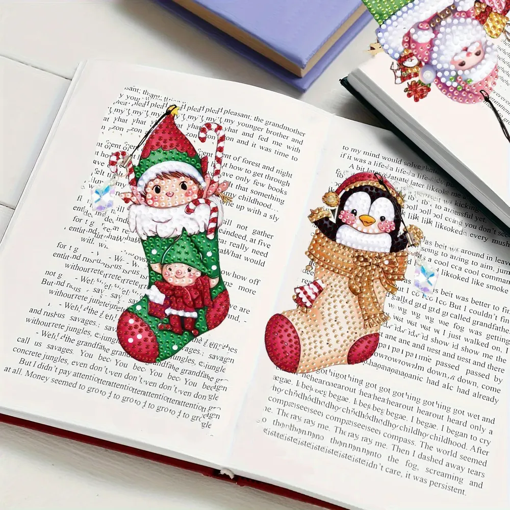 DIY Diamantmalerei Lesezeichen Weihnachtsfest Serie mit Anhänger
