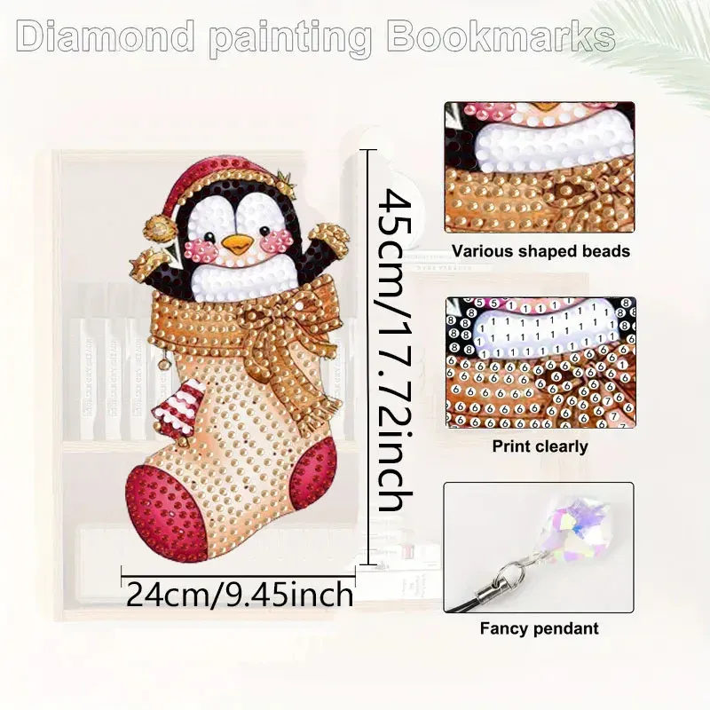 DIY Diamantmalerei Lesezeichen Weihnachtsfest Serie mit Anhänger