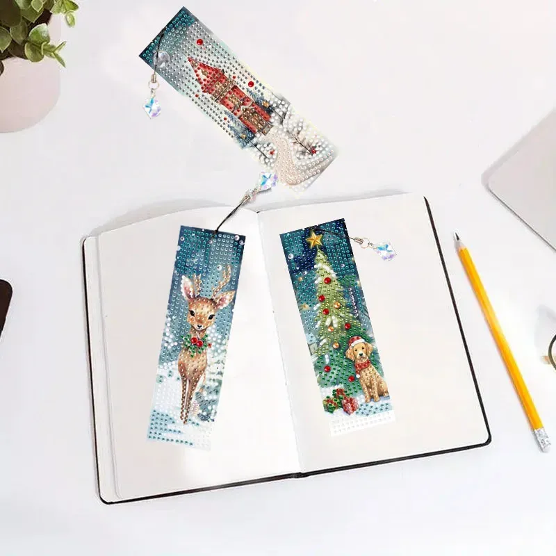 DIY Diamantmalerei Lesezeichen Weihnachtsmotive mit Anhängern