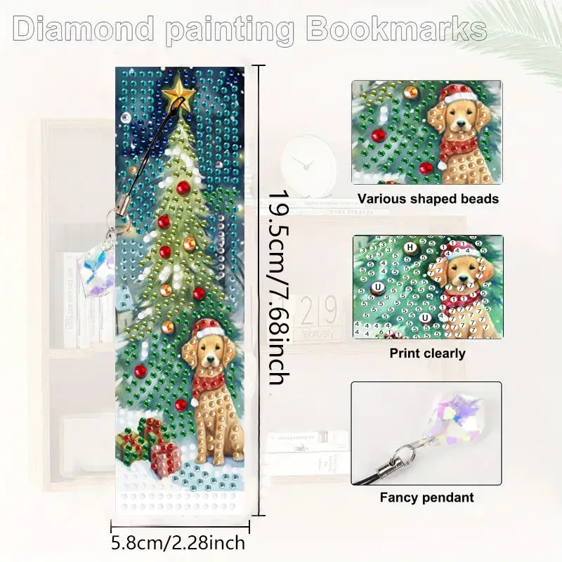 DIY Diamantmalerei Lesezeichen Weihnachtsmotive mit Anhängern