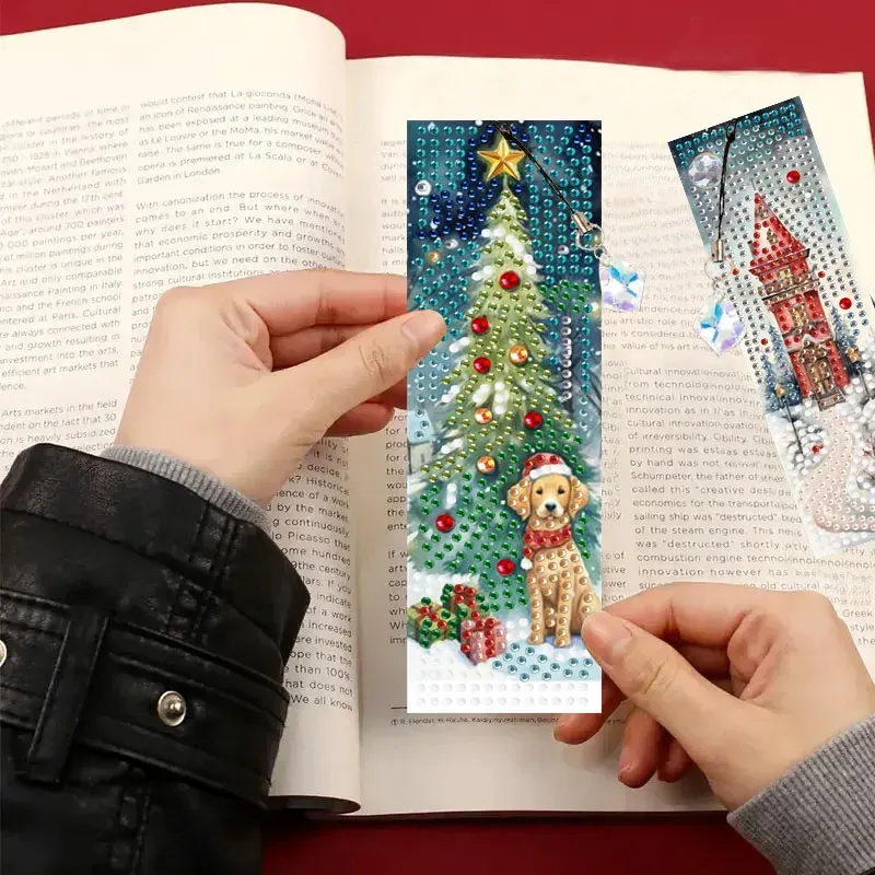 DIY Diamantmalerei Lesezeichen Weihnachtsmotive mit Anhängern