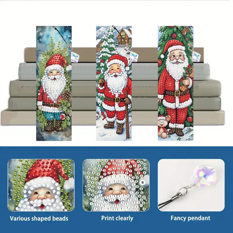 DIY Diamantmalerei Lesezeichen Weihnachtsmotive mit Anhängern