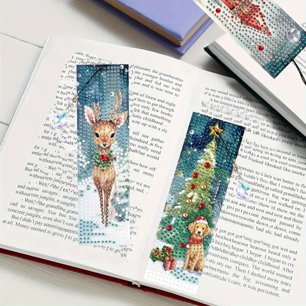 DIY Diamantmalerei Lesezeichen Weihnachtsmotive mit Anhängern