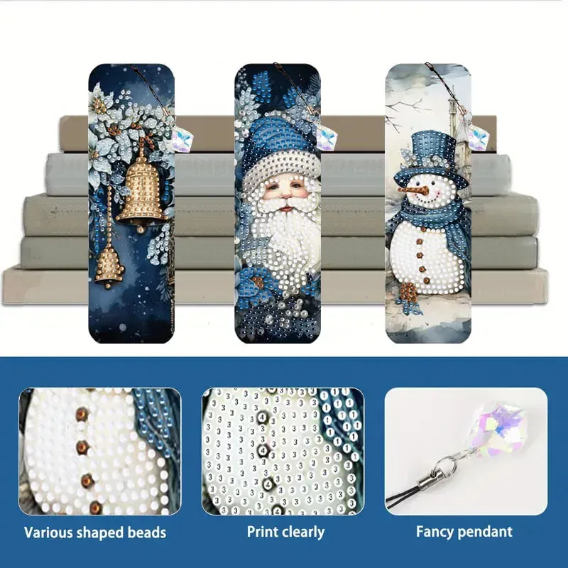 DIY Diamantmalerei Lesezeichen Weihnachtsmotive mit Anhängern
