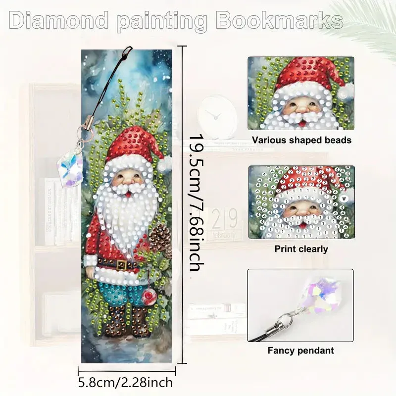 DIY Diamantmalerei Lesezeichen Weihnachtsmotive mit Anhängern