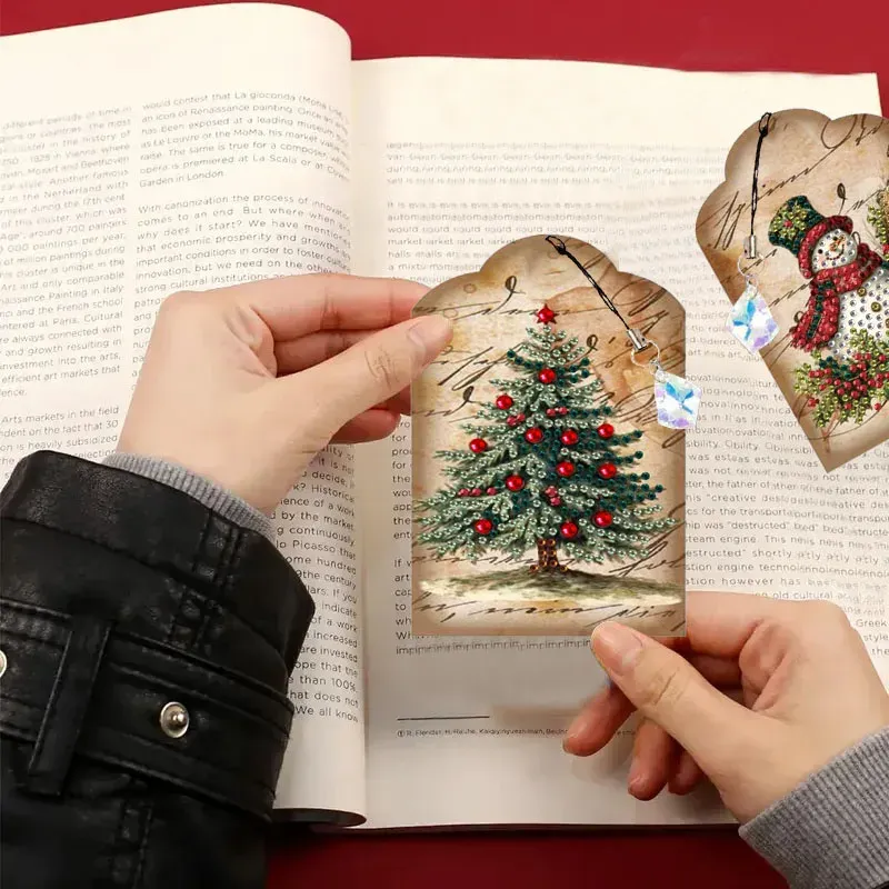 DIY Diamantmalerei Lesezeichen Weihnachtsmuster mit Anhängern