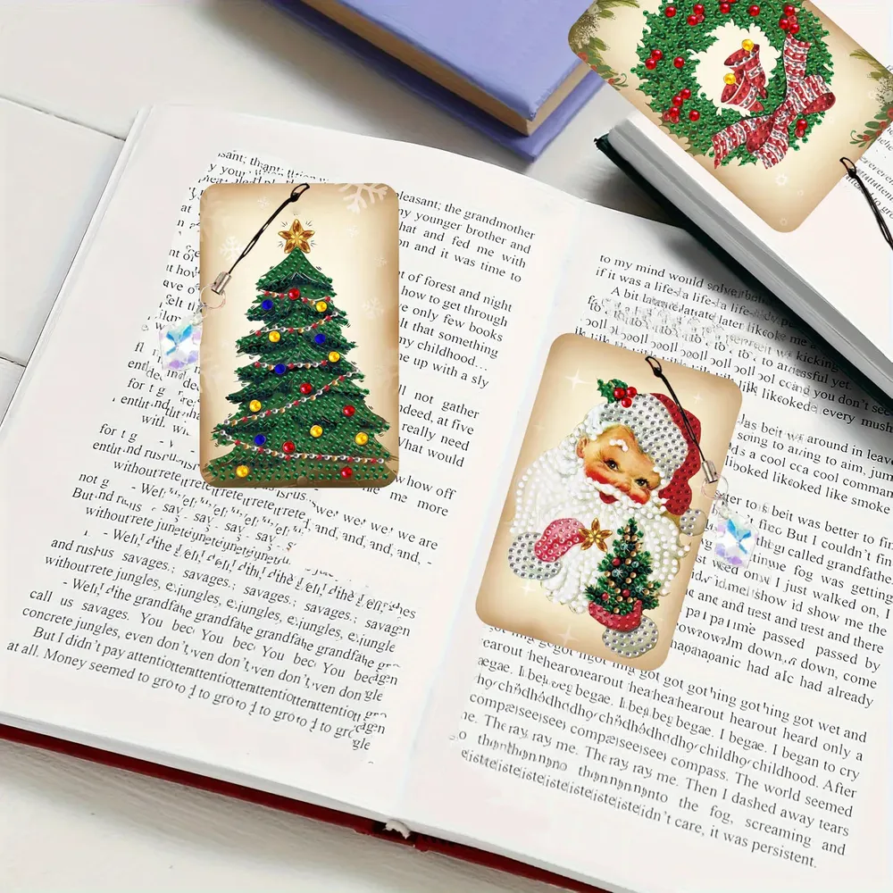 DIY Diamantmalerei Lesezeichen Weihnachtsmuster mit Anhängern