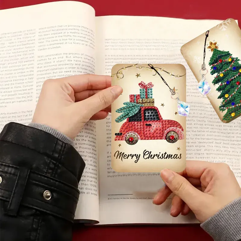 DIY Diamantmalerei Lesezeichen Weihnachtsmuster mit Anhängern