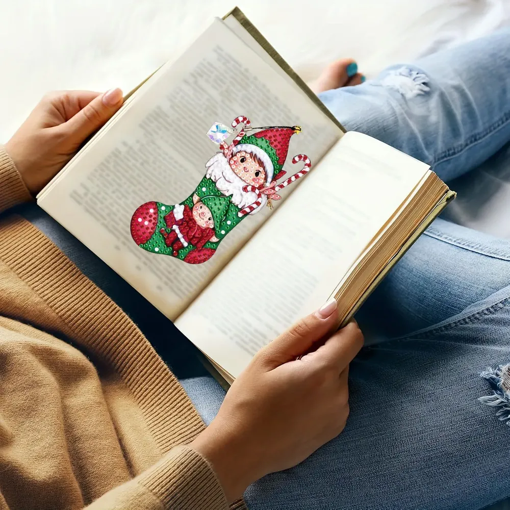 DIY Diamantmalerei Lesezeichen Weihnachtsmuster mit Anhängern