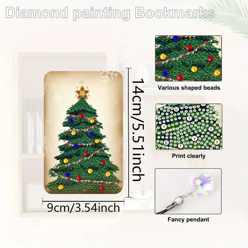 DIY Diamantmalerei Lesezeichen Weihnachtsmuster mit Anhängern