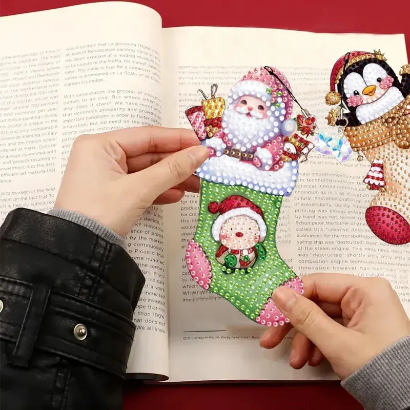 DIY Diamantmalerei Lesezeichen Weihnachtsmuster mit Anhängern