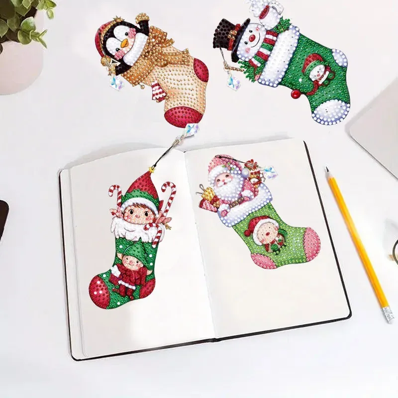 DIY Diamantmalerei Lesezeichen Weihnachtsmuster mit Anhängern