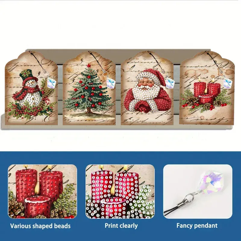 DIY Diamantmalerei Lesezeichen Weihnachtsmuster mit Anhängern