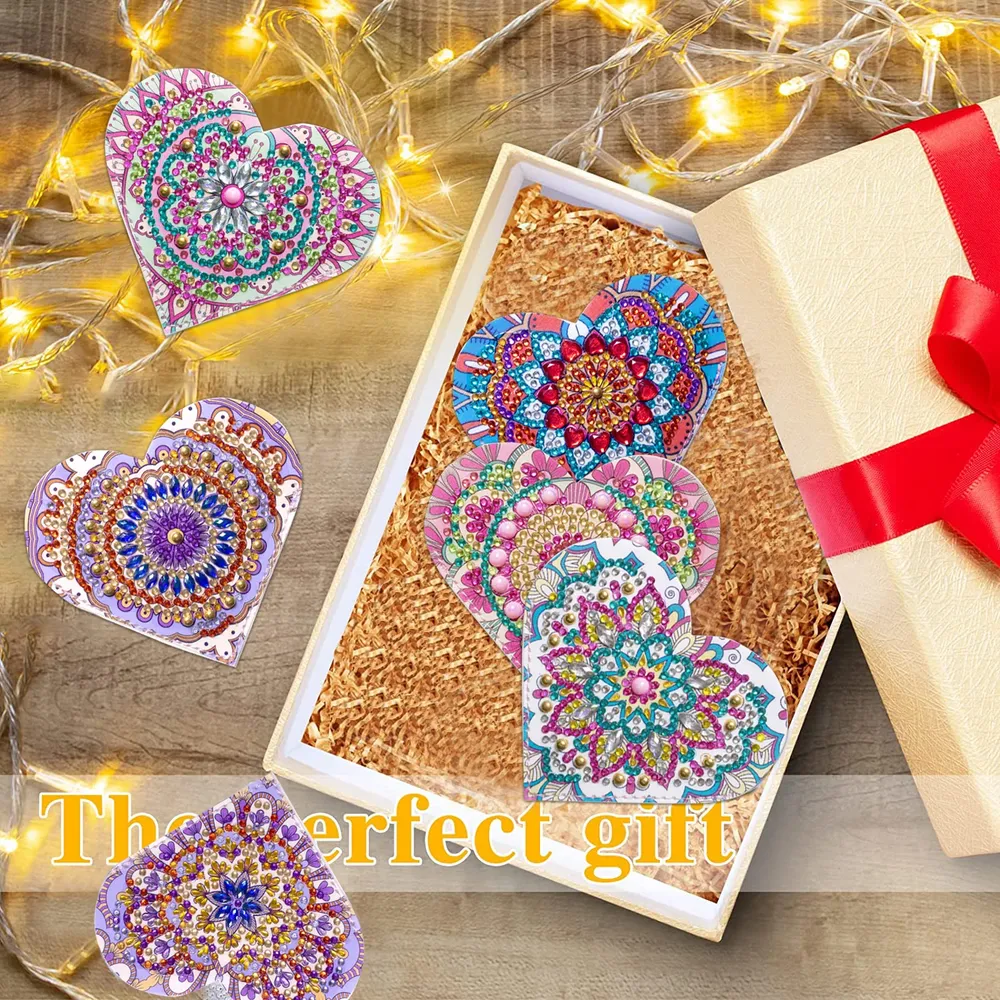 DIY Herz Diamant Kunst Ecke Lesezeichen PU Leder Kristall Strass