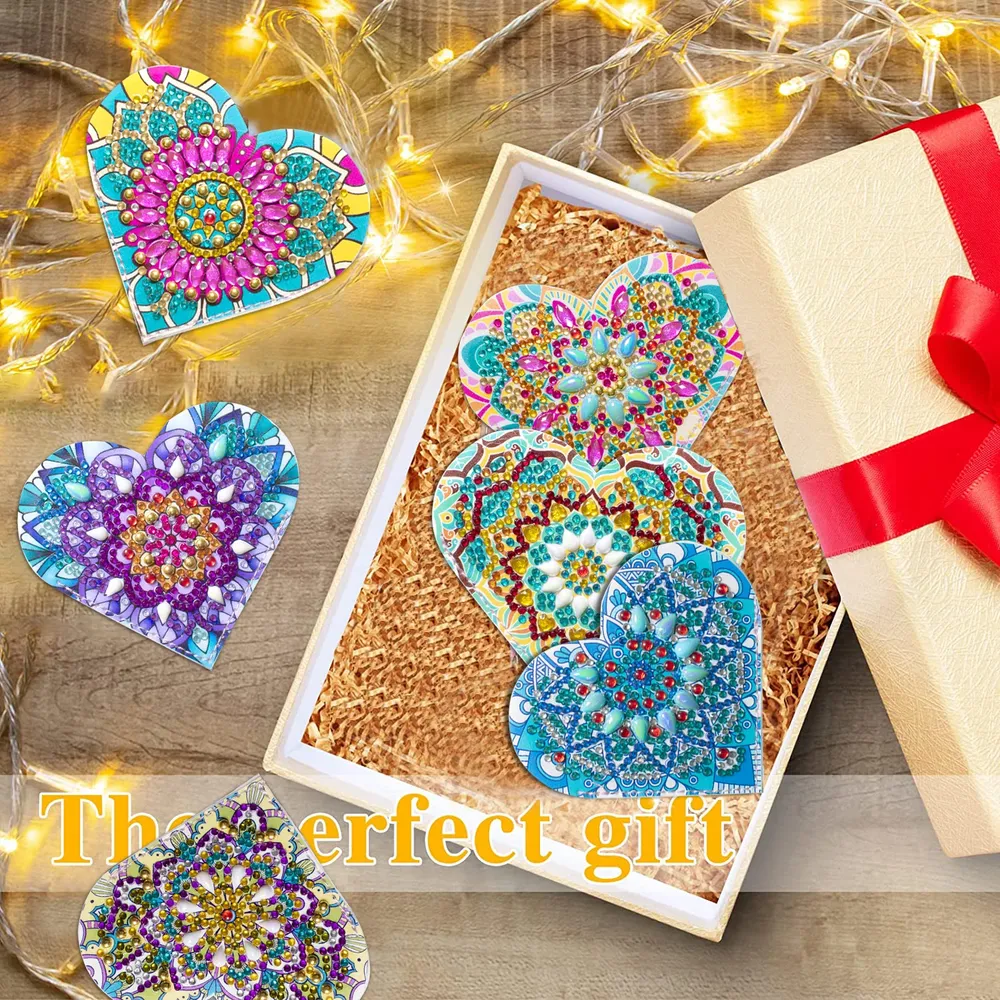 DIY Herz Diamant Kunst Ecke Lesezeichen PU Leder Kristall Strass