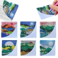 DIY Herz Diamant Kunst Ecke Lesezeichen PU Leder Kristall Strass – Farbe Landscape