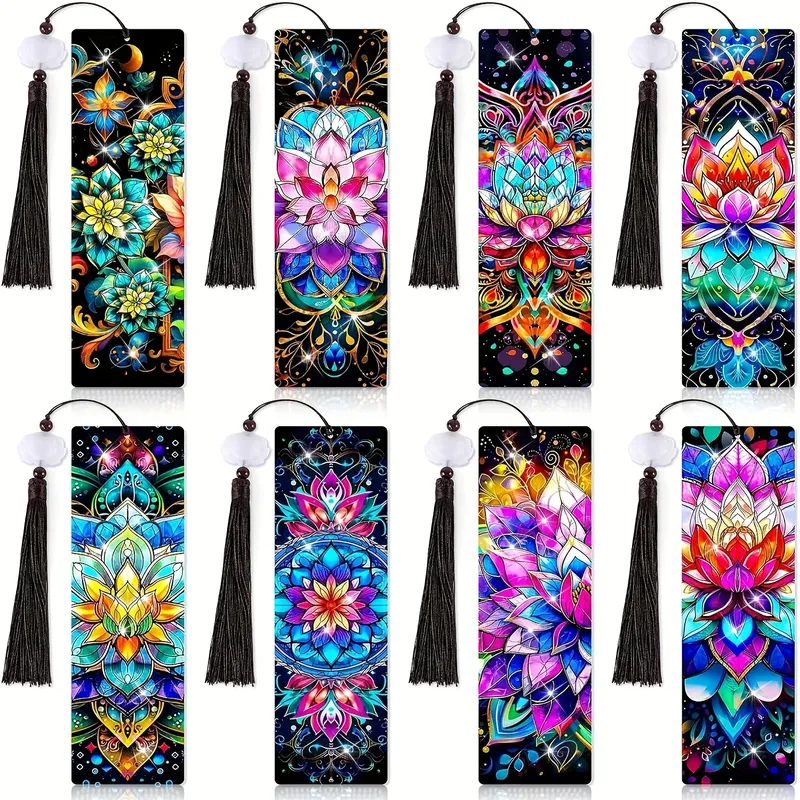 DIY Lotus Diamantmalerei Lesezeichen Set mit Anhängern