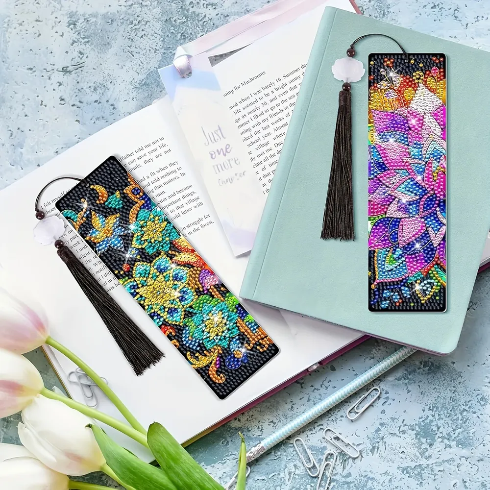 DIY Lotus Diamantmalerei Lesezeichen Set mit Anhängern