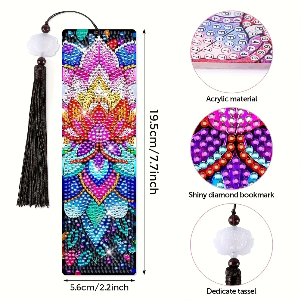 DIY Lotus Diamantmalerei Lesezeichen Set mit Anhängern