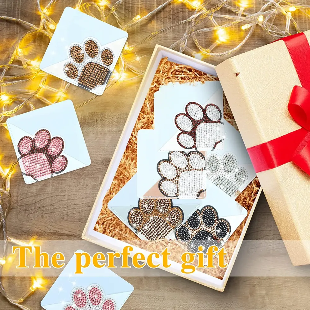 DIY Pfote Diamant Malerei Lesezeichen Ecke PU Leder Kristall Strass