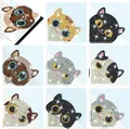 DIY Pfote Diamant Malerei Lesezeichen Ecke PU Leder Kristall Strass – Farbe Cat