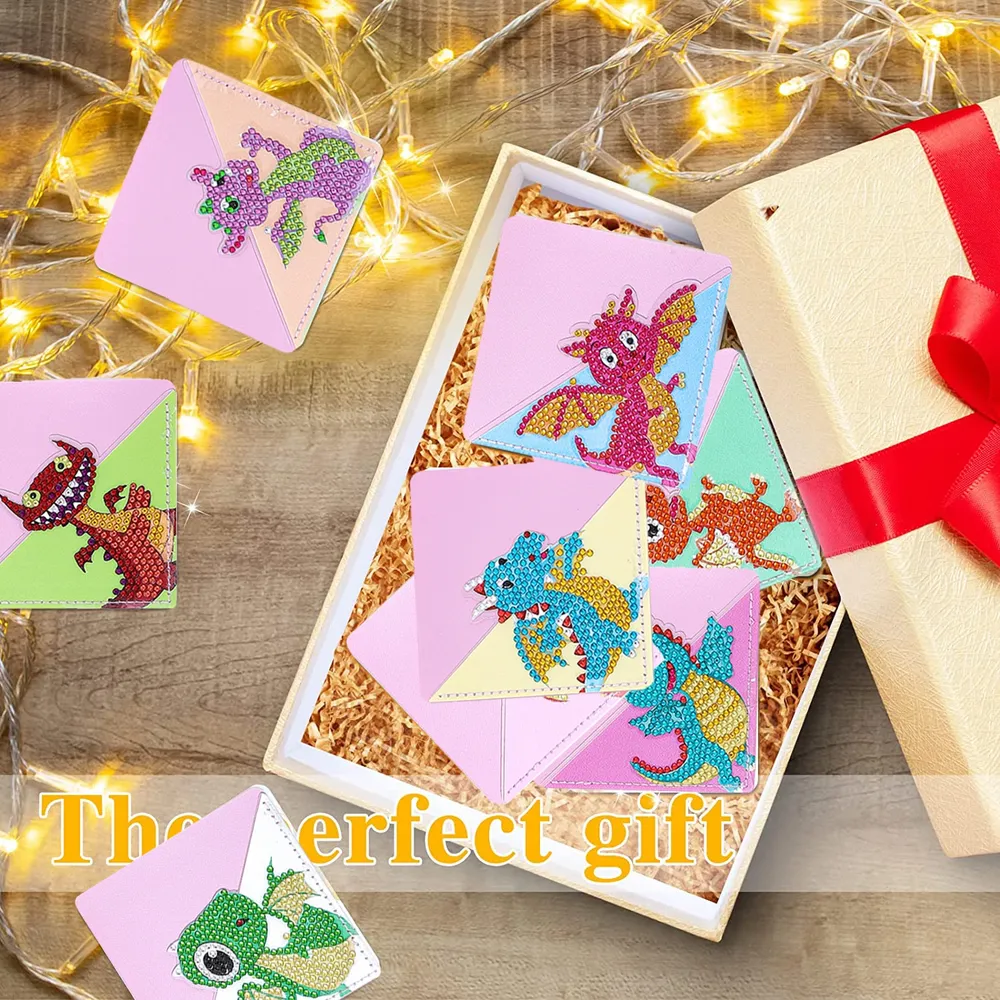 DIY Pfote Diamant Malerei Lesezeichen Ecke PU Leder Kristall Strass