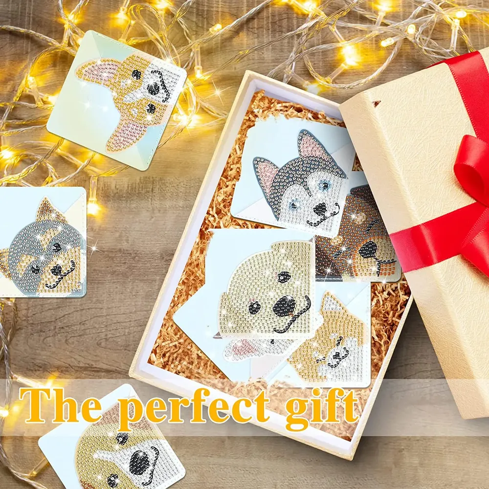 DIY Pfote Diamant Malerei Lesezeichen Ecke PU Leder Kristall Strass