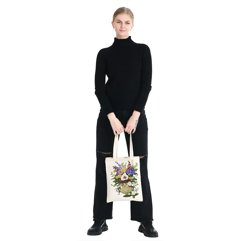 Einkaufstasche Diamantmalerei Blumen Kristall Strass Handtasche