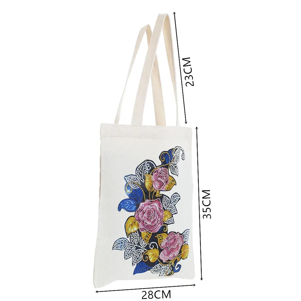 Einkaufstasche Diamantmalerei Blumen Kristall Strass Handtasche