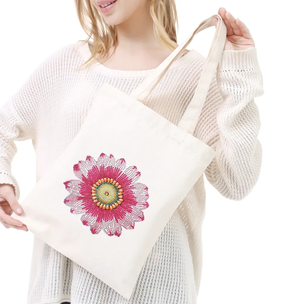 Einkaufstasche Diamantmalerei Blumen Kristall Strass Handtasche