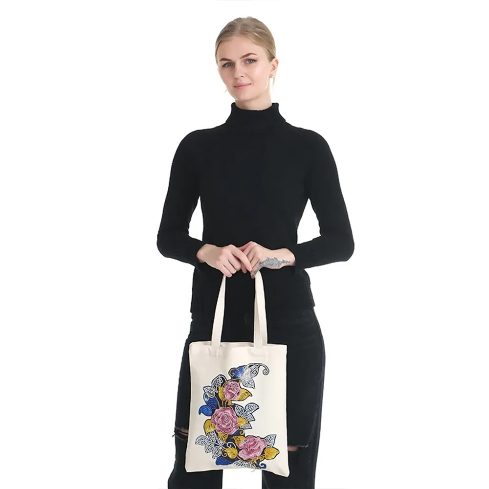 Einkaufstasche Diamantmalerei Blumen Kristall Strass Handtasche