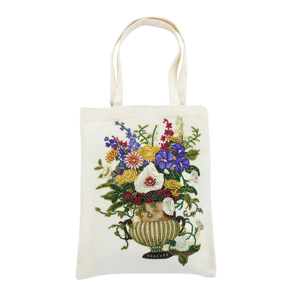 Einkaufstasche Diamantmalerei Blumen Kristall Strass Handtasche