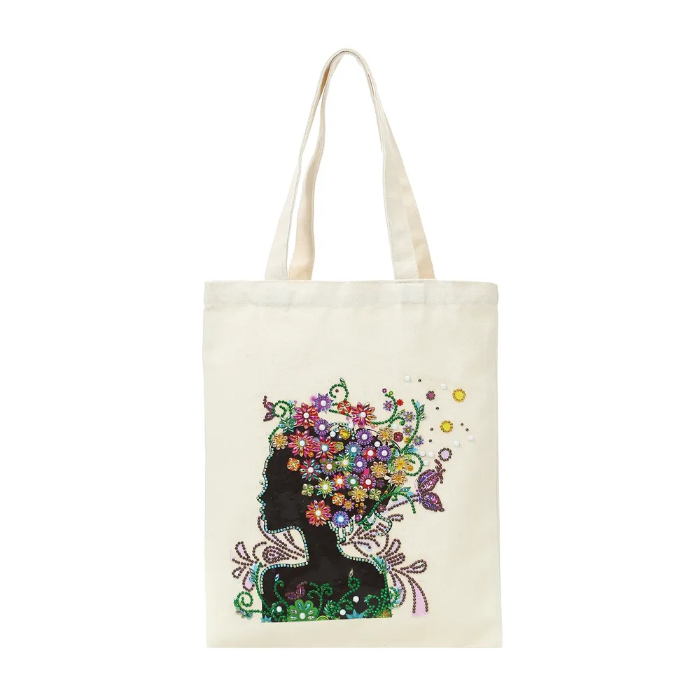 Einkaufstasche Diamantmalerei Blumen Kristall Strass Handtasche