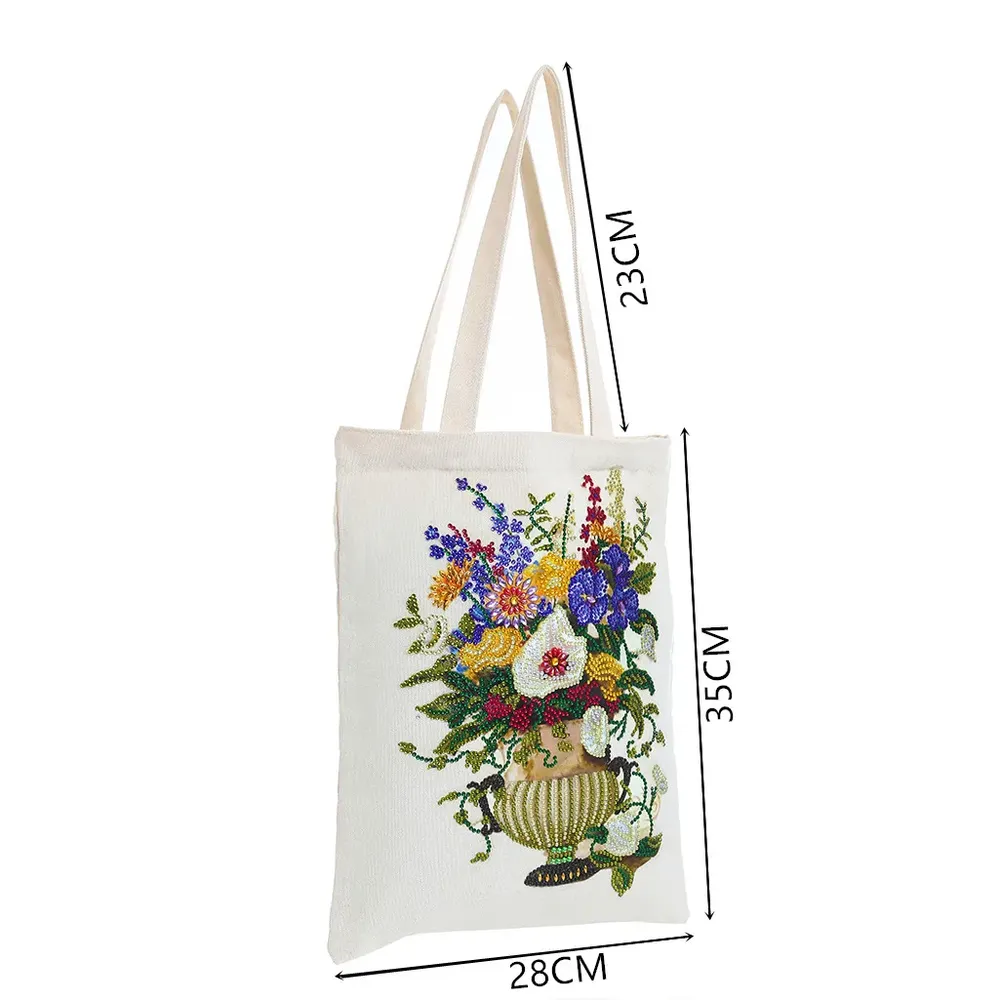 Einkaufstasche Diamantmalerei Blumen Kristall Strass Handtasche