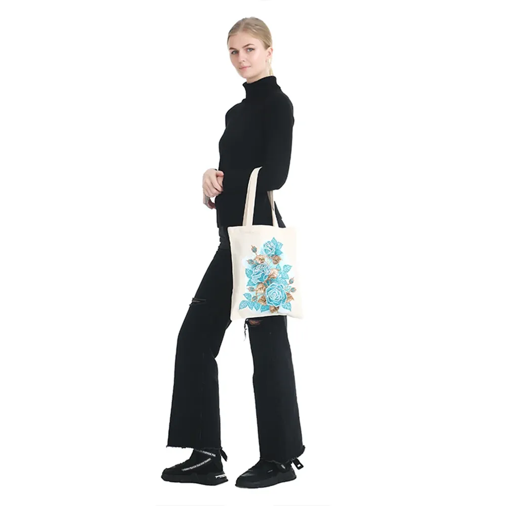 Einkaufstasche Diamantmalerei Blumen Kristall Strass Handtasche