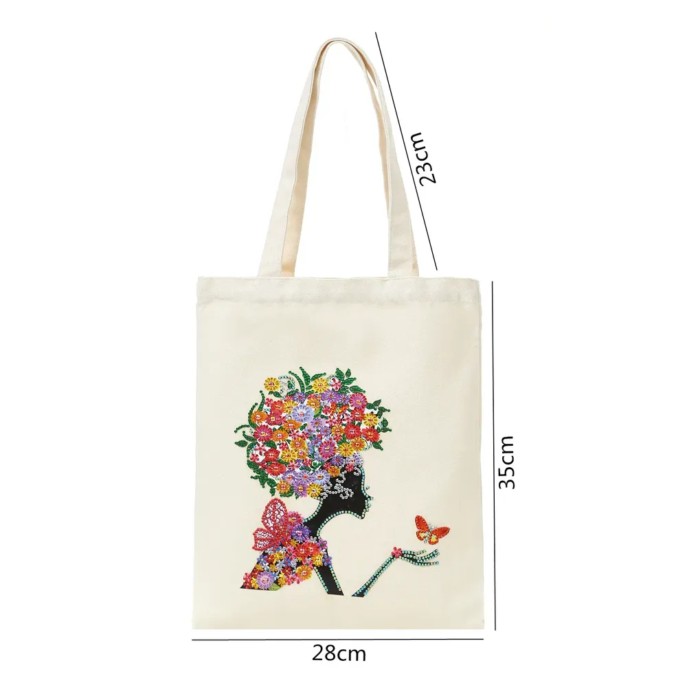 Einkaufstasche Diamantmalerei Blumen Kristall Strass Handtasche