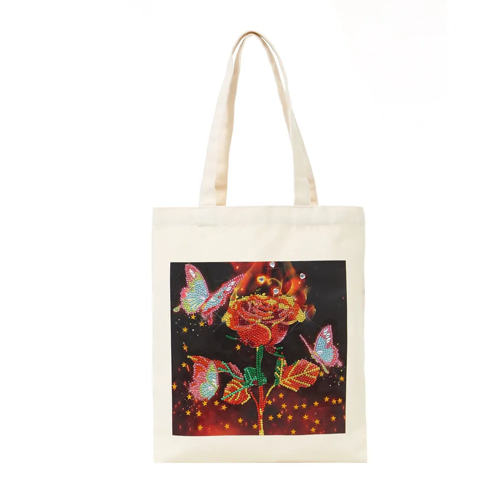 Einkaufstasche Diamantmalerei Blumen Kristall Strass Handtasche
