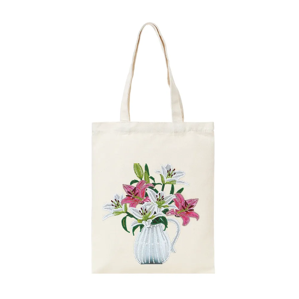 Einkaufstasche Diamantmalerei Blumen Kristall Strass Handtasche