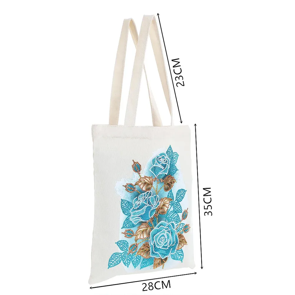 Einkaufstasche Diamantmalerei Blumen Kristall Strass Handtasche