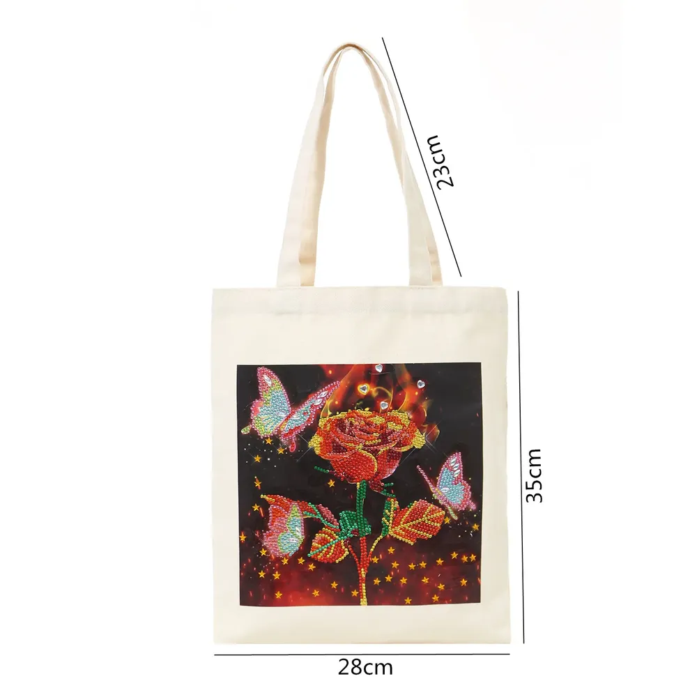 Einkaufstasche Diamantmalerei Blumen Kristall Strass Handtasche