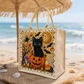 Einkaufstasche Diamantmalerei Halloween Katze Kürbis Jute – 2